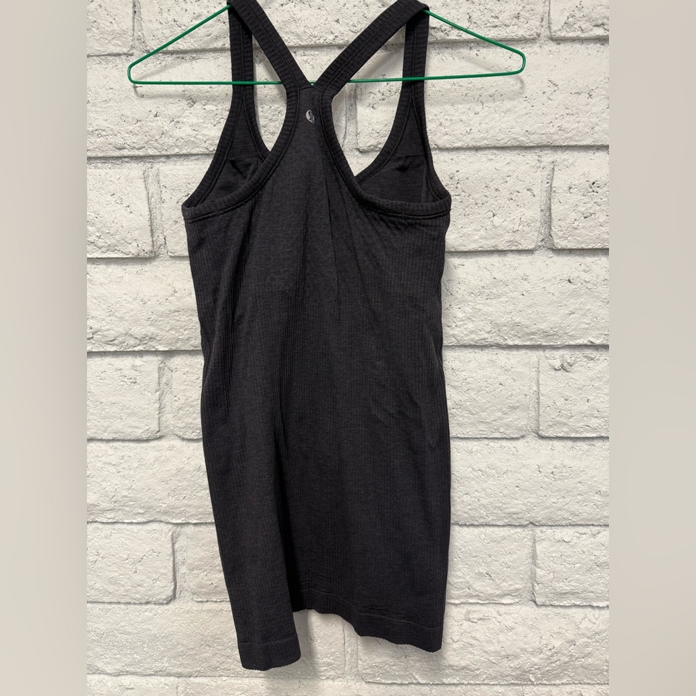 Dark Grey Ribbed Tank Top - Picture 3 of 4